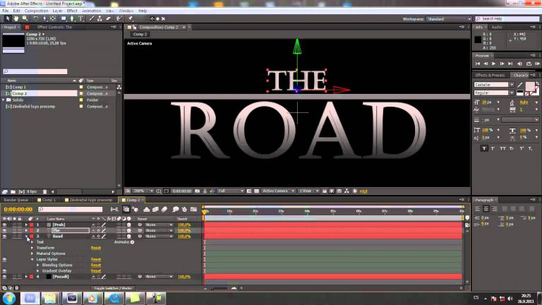 CZTUTORIÁL – After Effects 047 – The Road trailer title