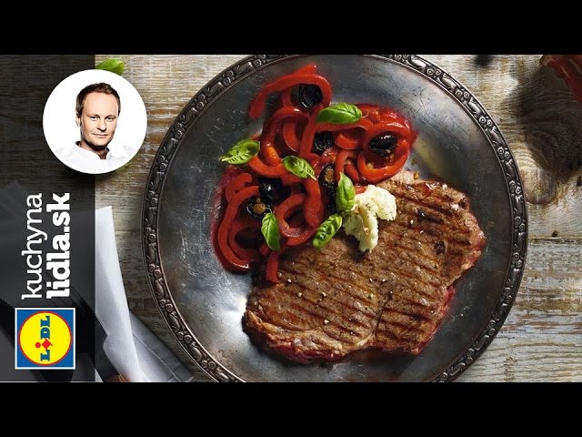 Rib Eye steak s restovanou paprikou – Marcel Ihnačák – recepty kuchynalidla.sk
