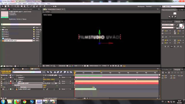 CZTUTORIÁL – After Effects 140 – Jednoduché trailer texty 2
