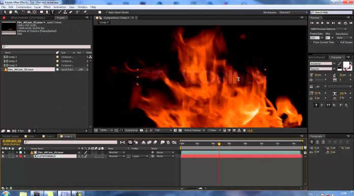 CZTUTORIÁL – After Effects – Fire text reveal