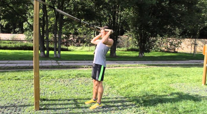 TRX bicepsové zdvihy nadhmatom obojručne