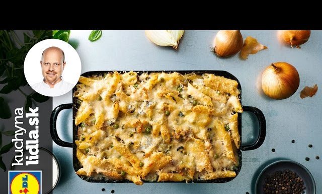 Zapečené penne s kuracím mäsom, hráškom a syrom – Roman Paulus – recepty kuchynalidla.sk
