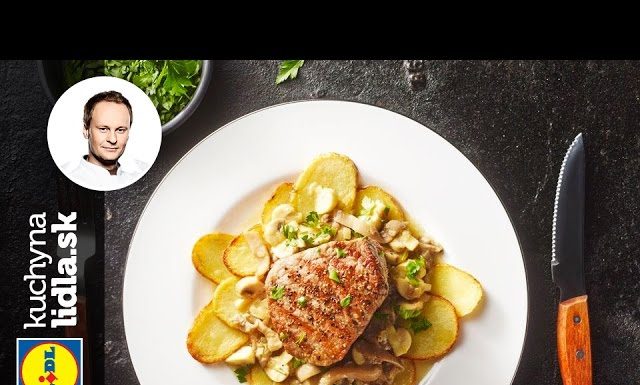 Grilovaný steak zo sviečkovice s hubovým ragú a zemiakmi