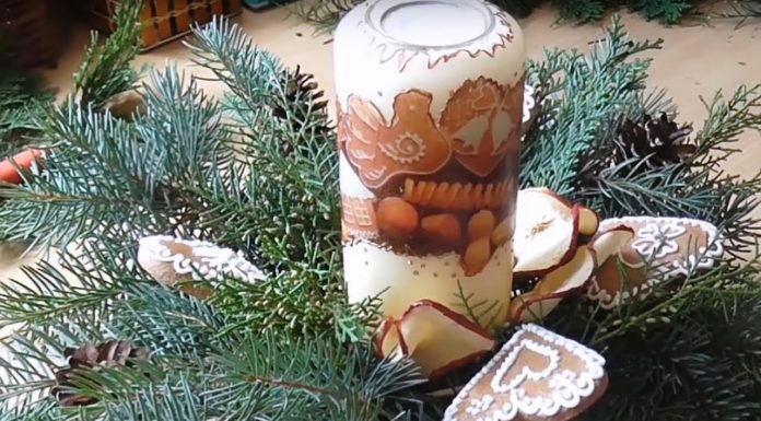 Sviečka so servítkovou technikou a medovníkmi