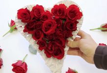 Originálna valentínska kytica v tvare srdiečka