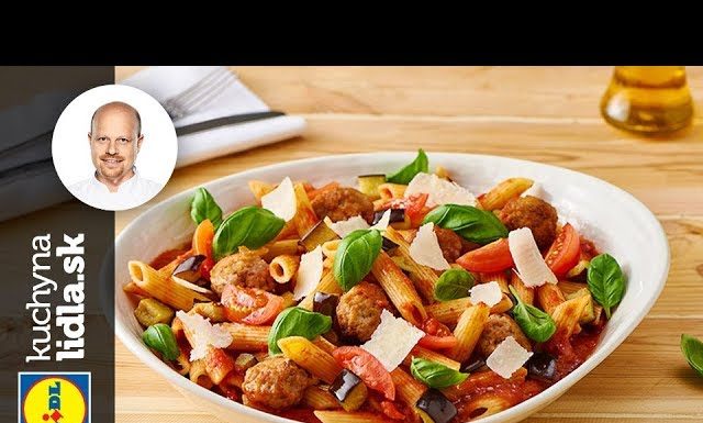 Penne s baklažánom, paradajkami a mletým mäsom – Roman Paulus – recepty kuchynalidla.sk