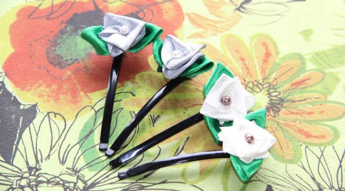 Sponka do vlasov so saténovou ružičkou – tutorial DIY